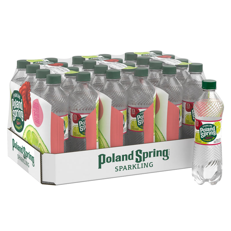 Poland Spring Raspberry Lime Flavored Sparkling Water, 16.9 oz., 24/Carton (12349573/122058)