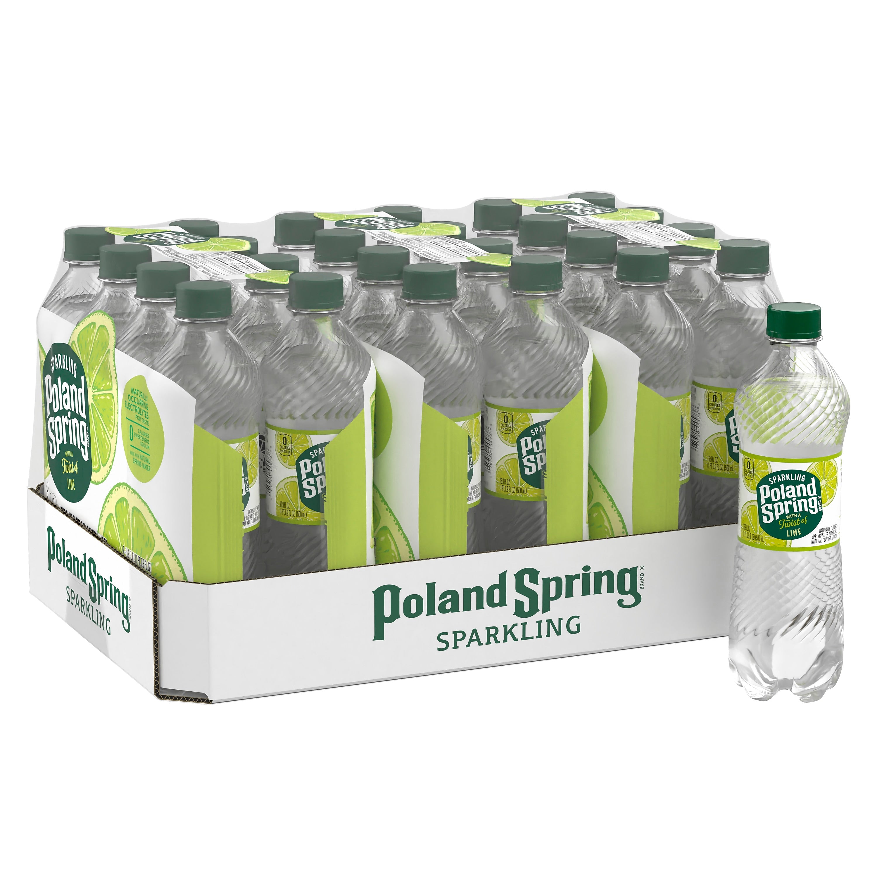 Poland Spring Zesty Lime Flavored Sparkling Water, 16.9 oz., 24/Carton (12349570/122058)
