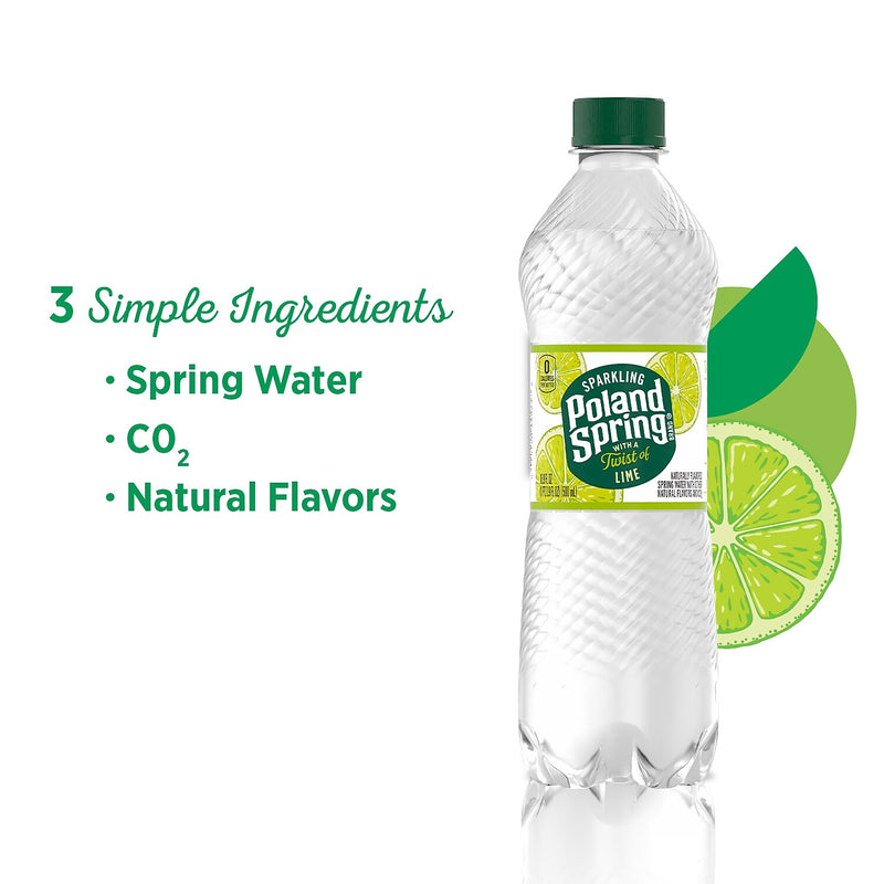 Poland Spring Zesty Lime Flavored Sparkling Water, 16.9 oz., 24/Carton (12349570/122058)