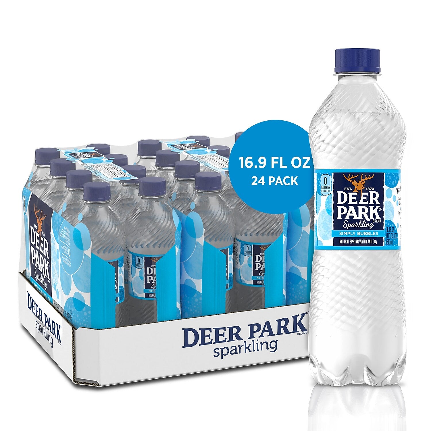 Deer Park Simply Bubbles Sparkling Spring Water, 16.9 oz. Bottles, 24/Carton (12349500)