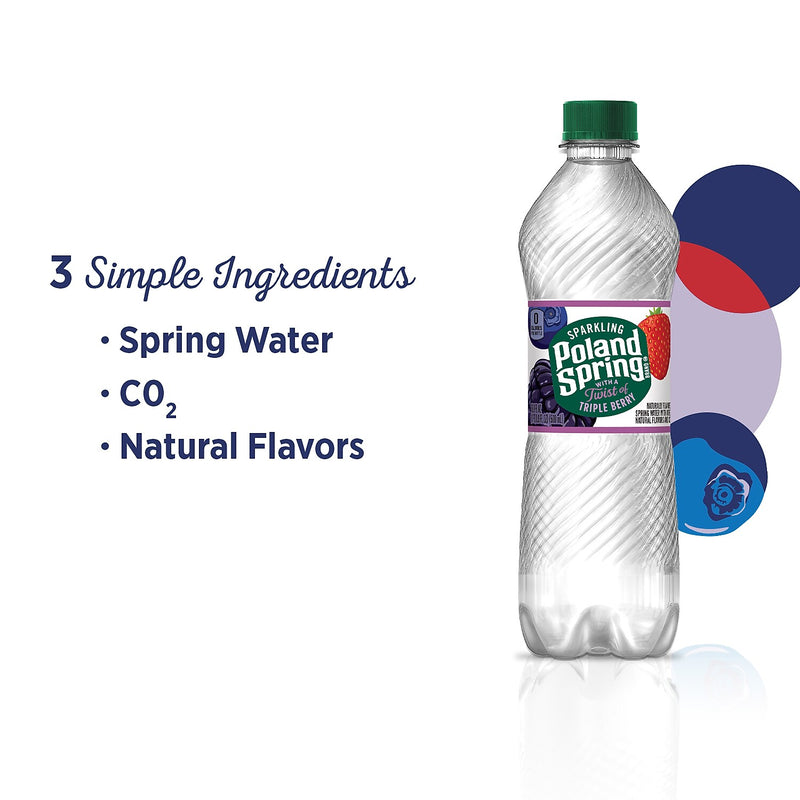 Poland Spring Sparkling Water, Triple Berry, 16.9 oz. Bottles, 24/Carton (12349572)