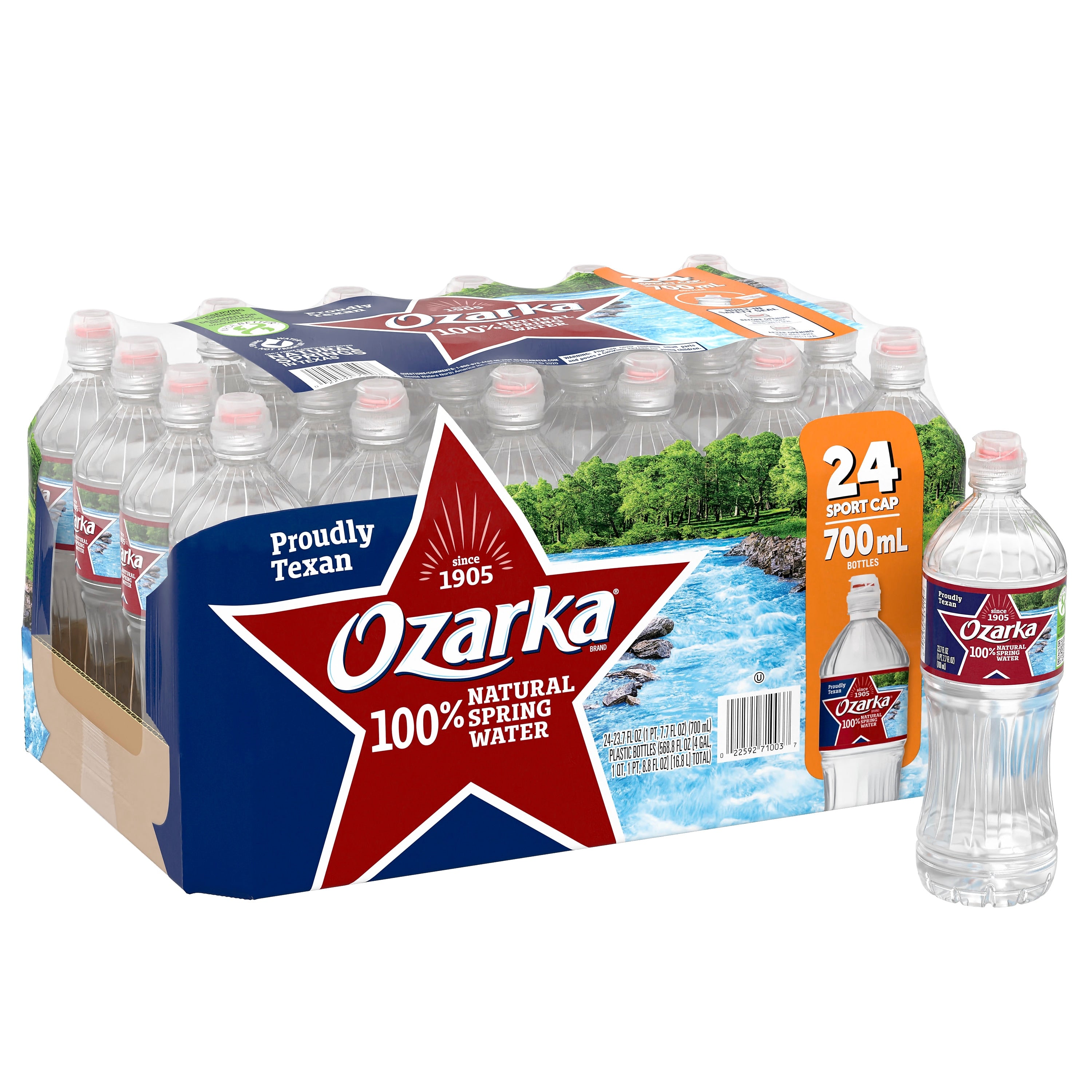 Ozarka Sport Cap 100% Natural Spring Water, 23.7 oz., 24/Carton (12086825)