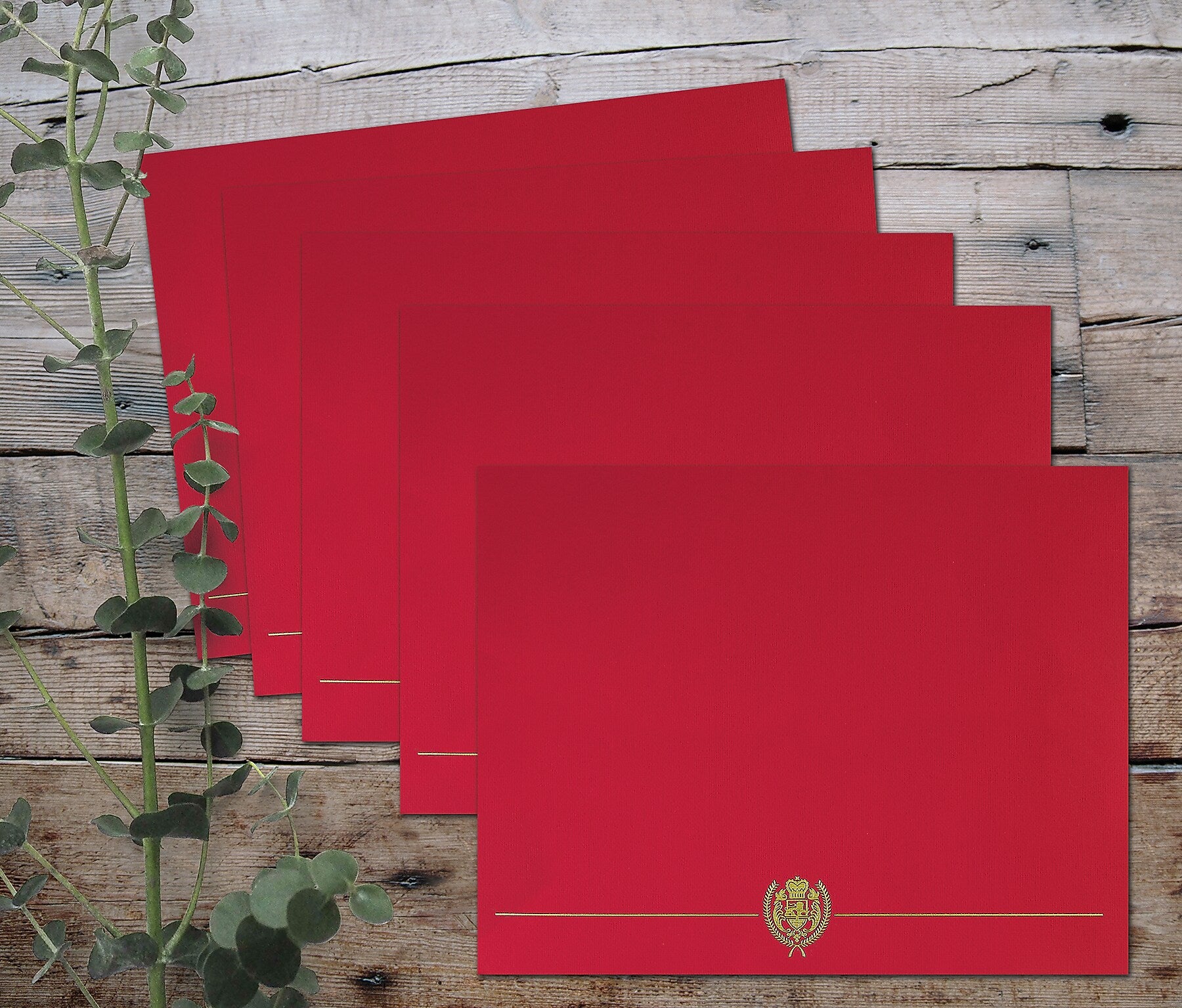 Great Papers Classic Crest Certificate Holders, 8.5" x 11", Red, 5/Pack (903031S)