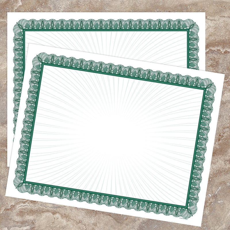 Great Papers Achievement Certificates, 8.5" x 11", Green/White, 100 Certificates/Pack (961036S)