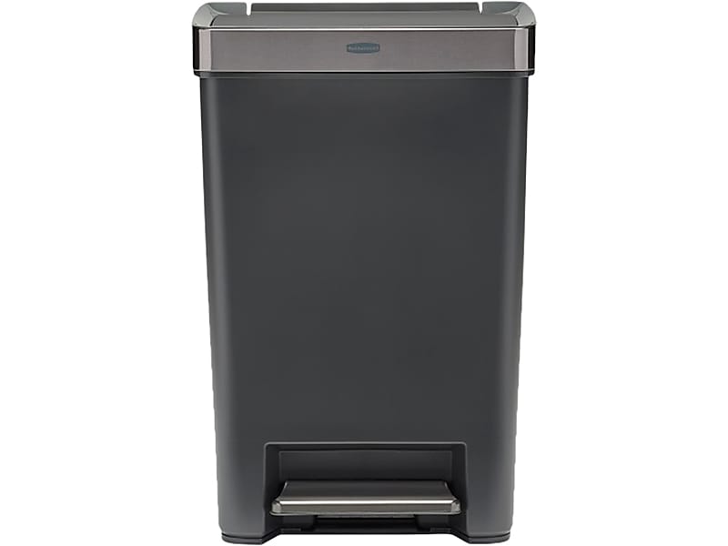 Rubbermaid Premier Series III Indoor Step-On Trash Can with Lid, 12.4 Gallon, Black (2120983)