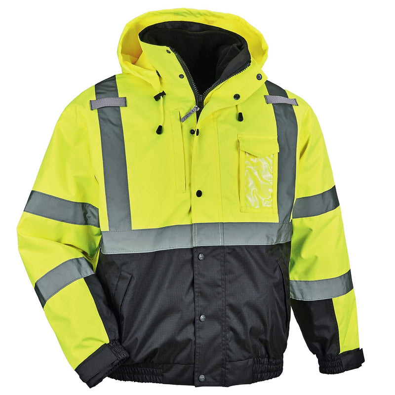 GloWear 8381 Performance 3-in-1 Bomber Jacket, ANSI Class R3, Lime, Small (25592)