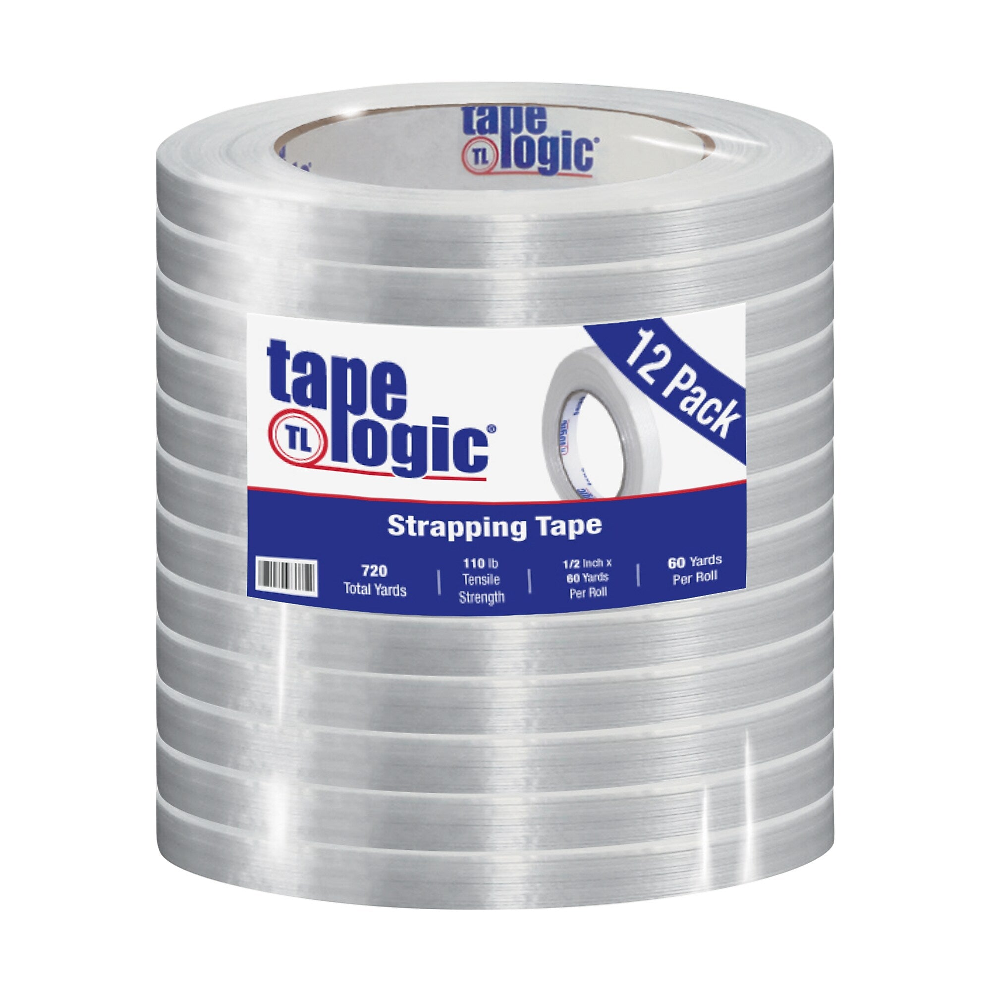 Tape Logic® 1300 Strapping Tape, 1/2" x 60 yds., Clear, 12/Case (T913130012PK)