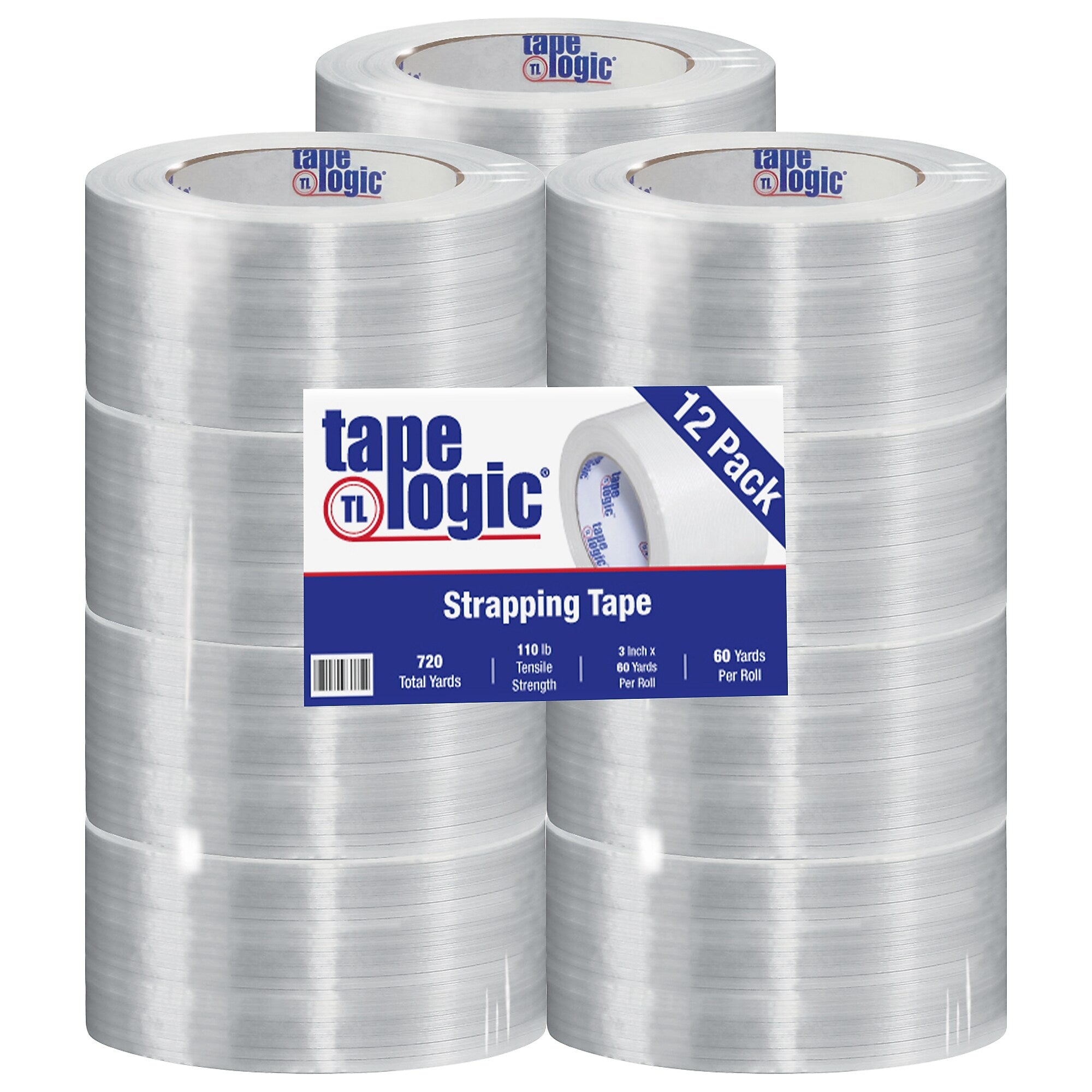 Tape Logic® 1300 Strapping Tape, 3" x 60 yds., Clear, 12/Case (T9181300)