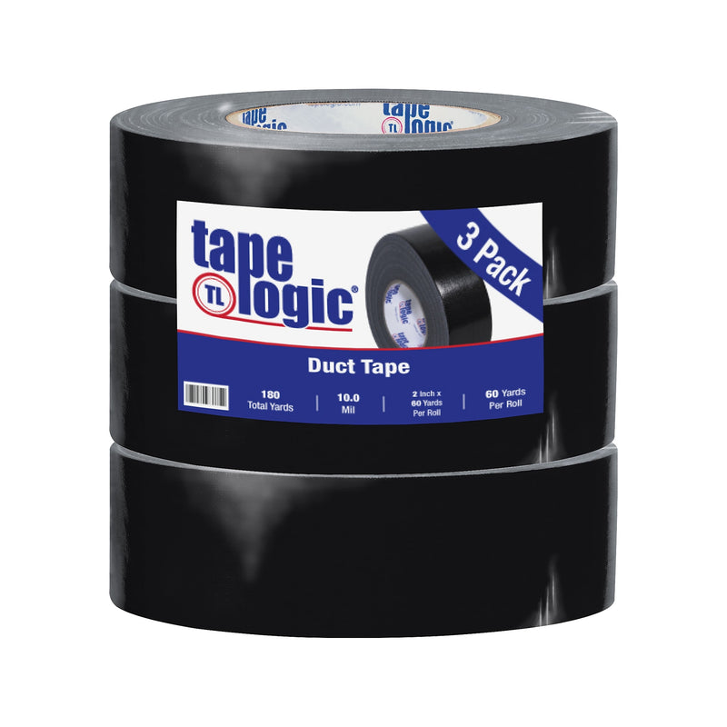 Tape Logic® Duct Tape, 10 Mil, 2" x 60 yds., Black, 3/Case (T987100B3PK)