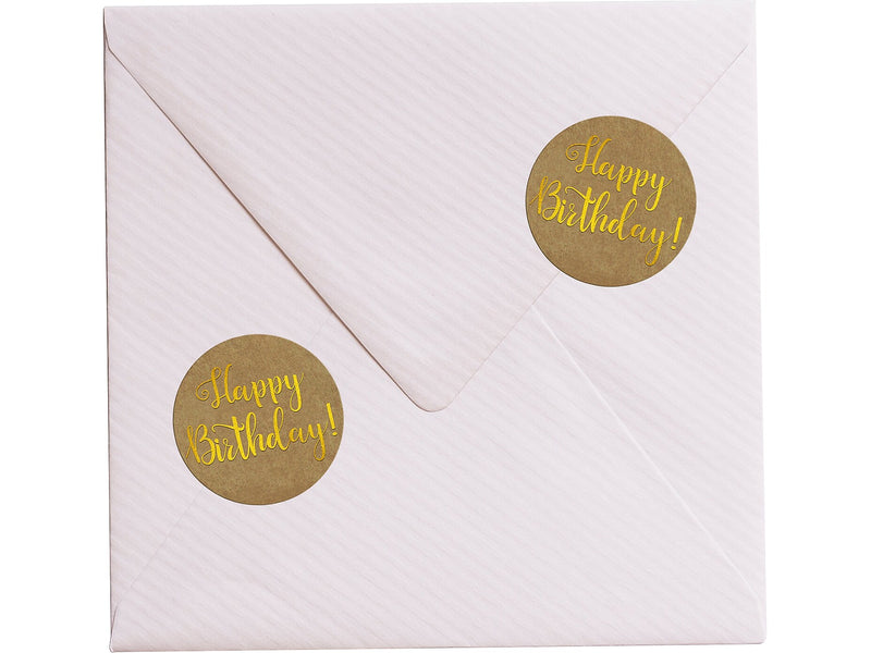 Great Papers! Happy Birthday Stickers, Gold/Kraft, 250/Roll (2020155)