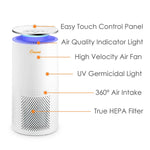 Crane True HEPA Tower Air Purifier, White (EE-5069)