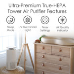 Crane True HEPA Tower Air Purifier, White (EE-5069)