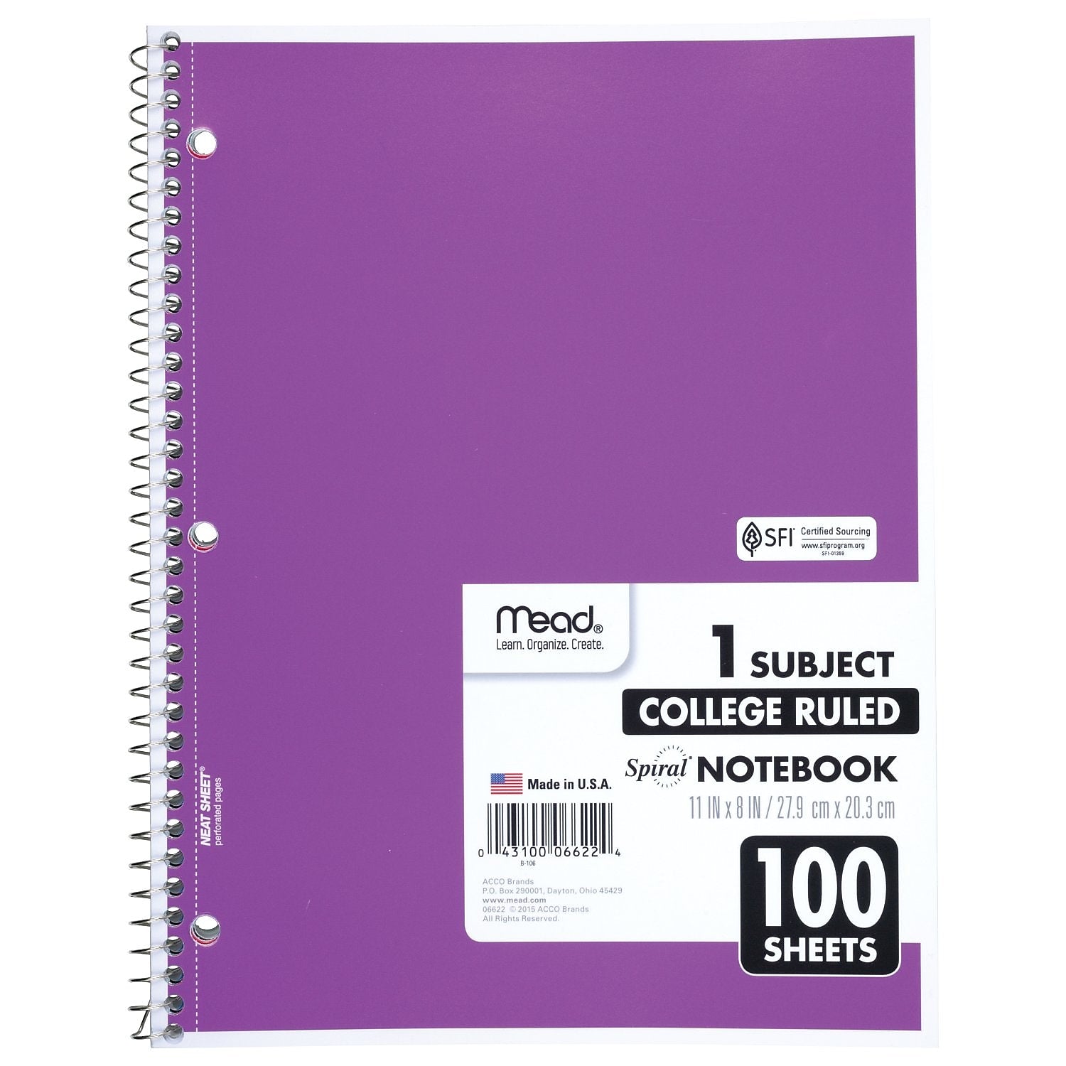 Mead 1-Subject Notebooks, 8" x 11", College Ruled, 100 Sheets (6622)