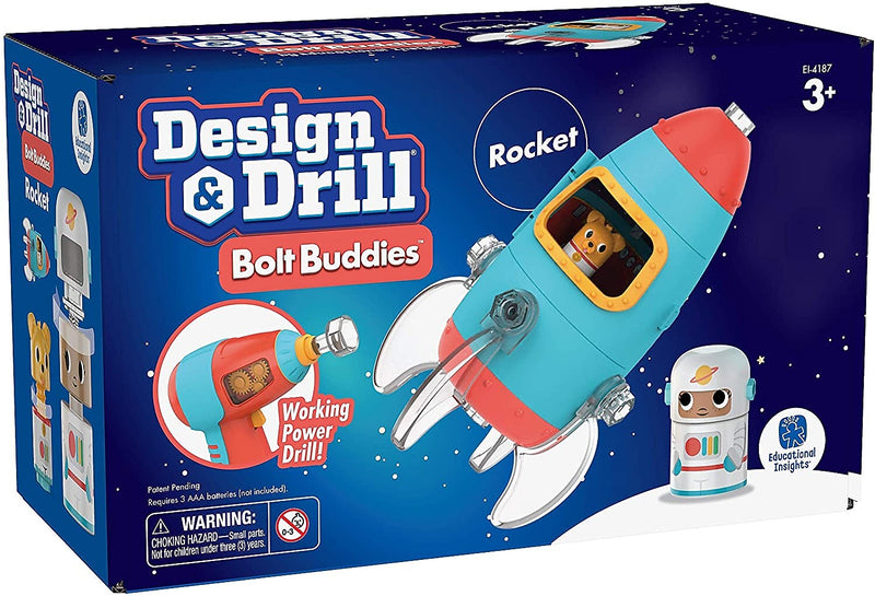 Educational Insights Design and Drill Bolt Buddies, 7" x 6.4" x 1.6", Multicolor (4187)