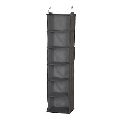 Household Essentials Gray Linen 6 Shelf Hanging Closet Organizer (66412)