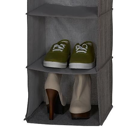 Household Essentials Gray Linen 6 Shelf Hanging Closet Organizer (66412)