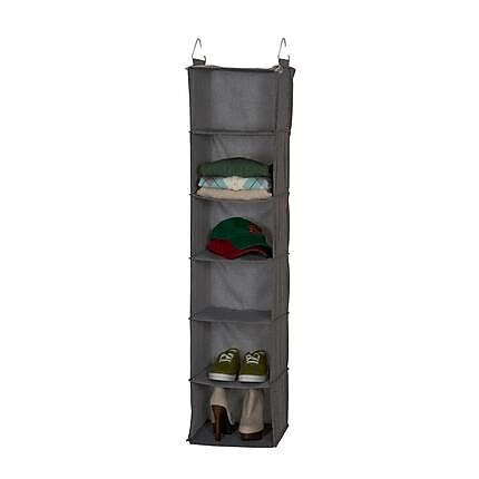 Household Essentials Gray Linen 6 Shelf Hanging Closet Organizer (66412)