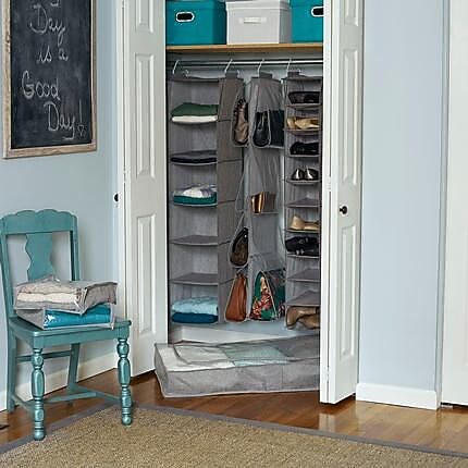Household Essentials Gray Linen 6 Shelf Hanging Closet Organizer (66412)