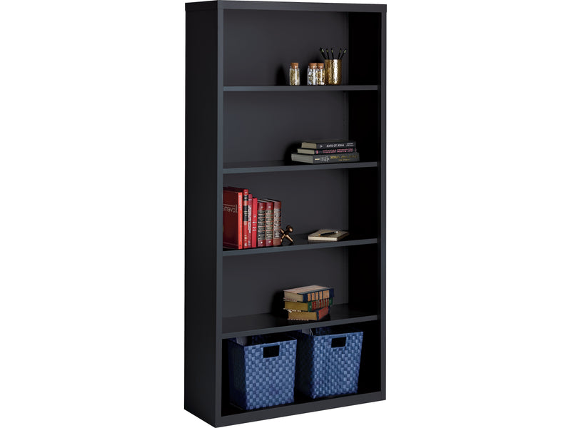 Hirsh HL8000 Series 72"H 5-Shelf Bookcase with Adjustable Shelves, Black Steel (21996)