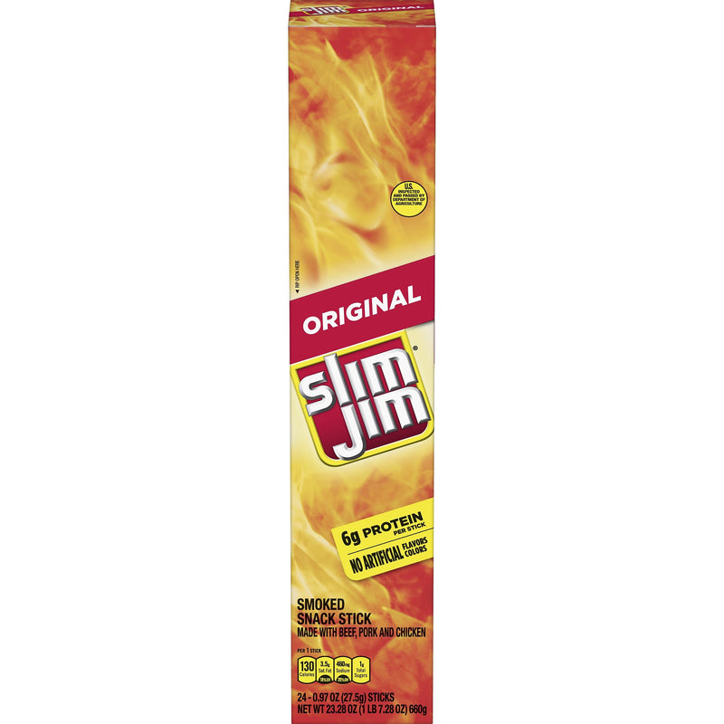 Slim Jim Original Smoked Beef Meat Stick, .97 oz., 24/Box (209-00657)