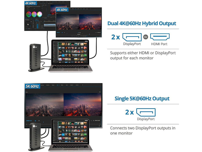 SIIG Universal Hybrid Dual 4K Video Docking Station (JU-DK0H11-S1)