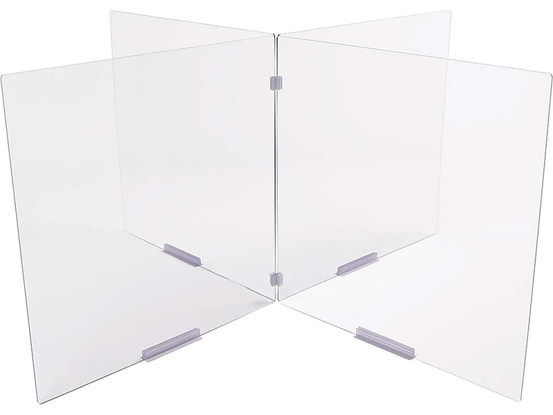Deflect-O Freestanding Tabletop Barrier, 24"H x 24"W, Clear Polycarbonate, 4/Set (PBMOD424)