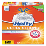 Hefty Ultra Strong 13 Gallon Kitchen Trash Bag, 23.75" x 24.88", Low Density, 0.9 mil, White, 110 Bags/Box (PCTE88368CT)