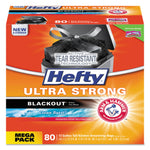 Hefty Ultra Strong 13 Gallon Kitchen Trash Bag, 23.75" x 24.88", Low Density, 0.9 mil, Black, 80 Bags/Box (PCTE88352CT)