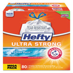 Hefty Ultra Strong 13 Gallon Scented Kitchen Trash Bag, 24.75" x 24.88", Low Density, 0.9 mil, Clean Burst, White, 80 Bags/Box