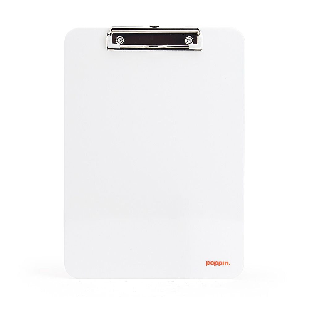 Poppin 9"W x 12.5"H Clipboard, White, 6 Per Box (105038)