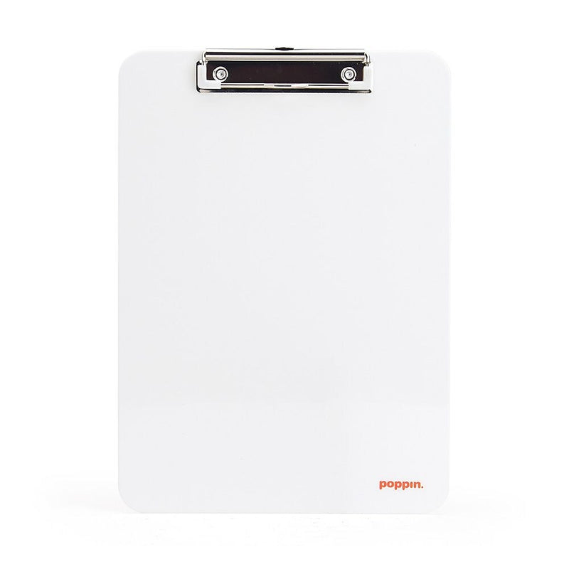 Poppin 9"W x 12.5"H Clipboard, White, 6 Per Box (105038)