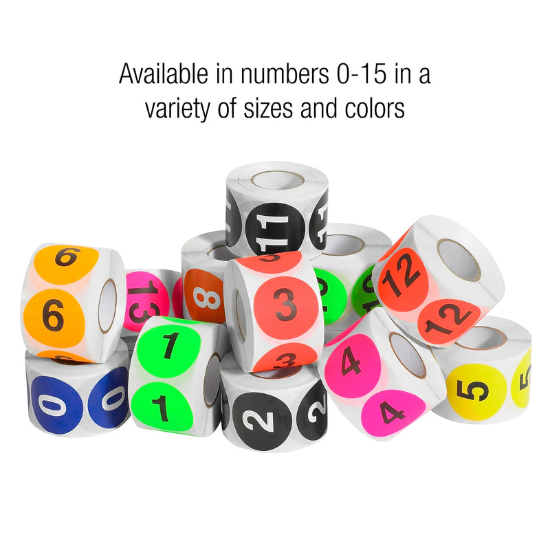 Tape Logic 2" Circle "3" Number Label, Fluorescent Red, 500/Roll