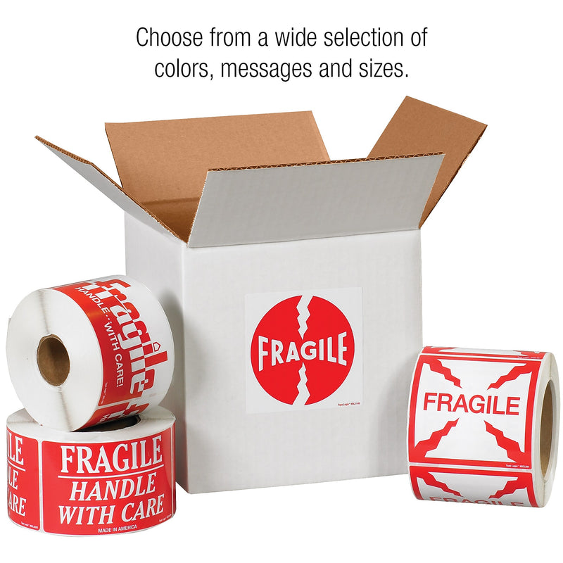 Tape Logic Labels, "Fragile", 4" x 4", Multiple, 500/Roll (SCL522)