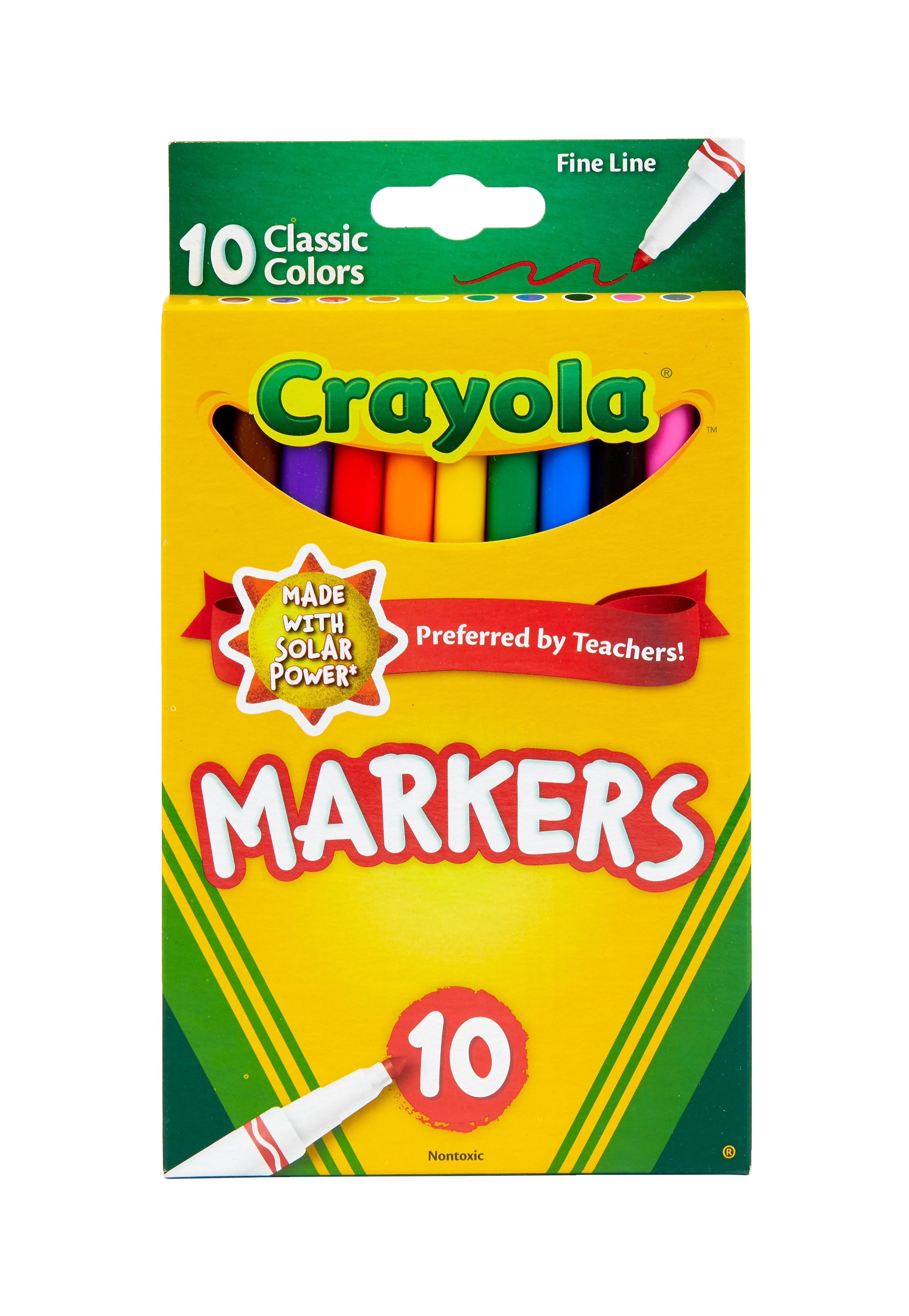 Crayola Classic Kid's Markers, Fine Point, Assorted, 10/Pack (58-7726)