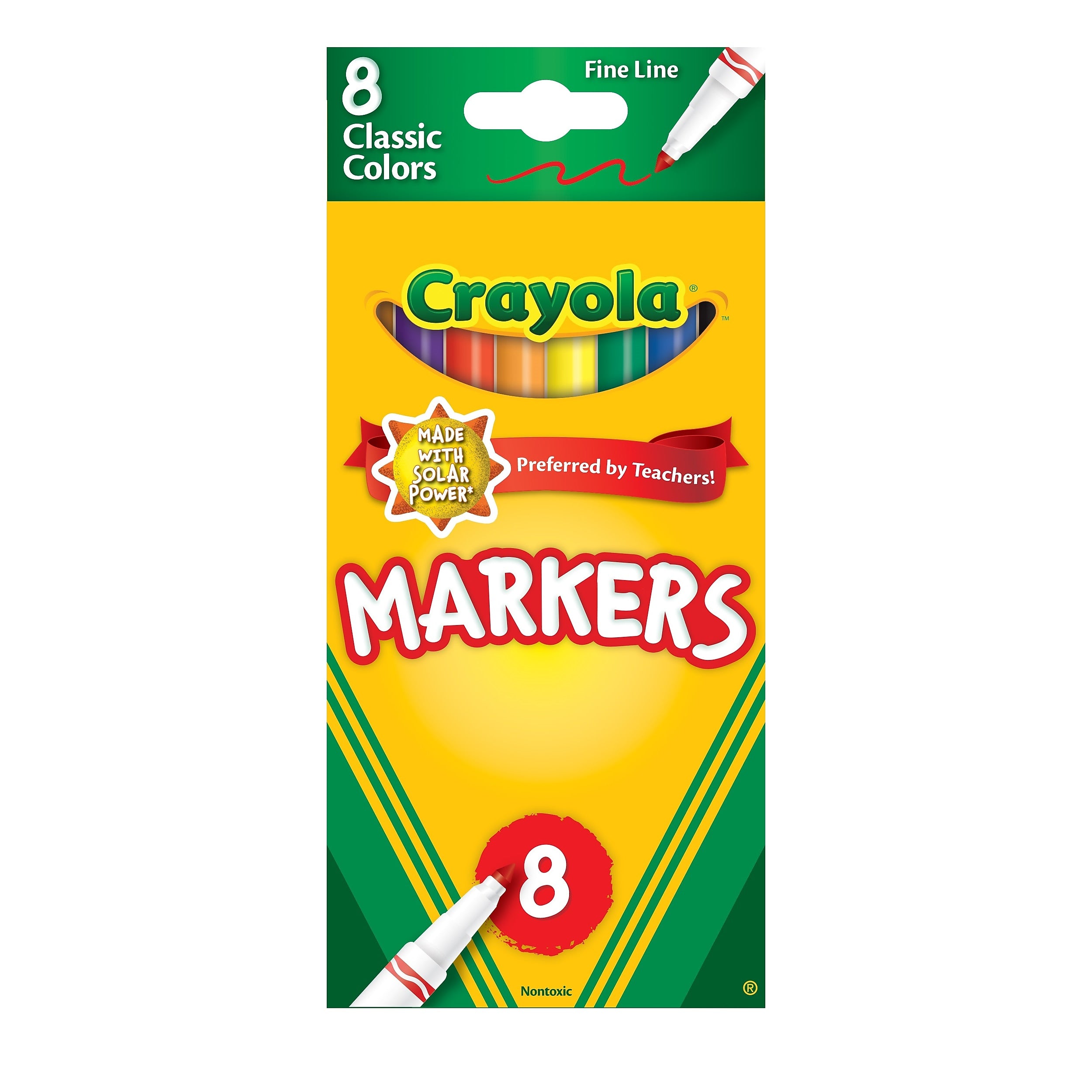 Crayola Kid's Markers, Fine, Assorted Colors, 8/Box (58-7709)
