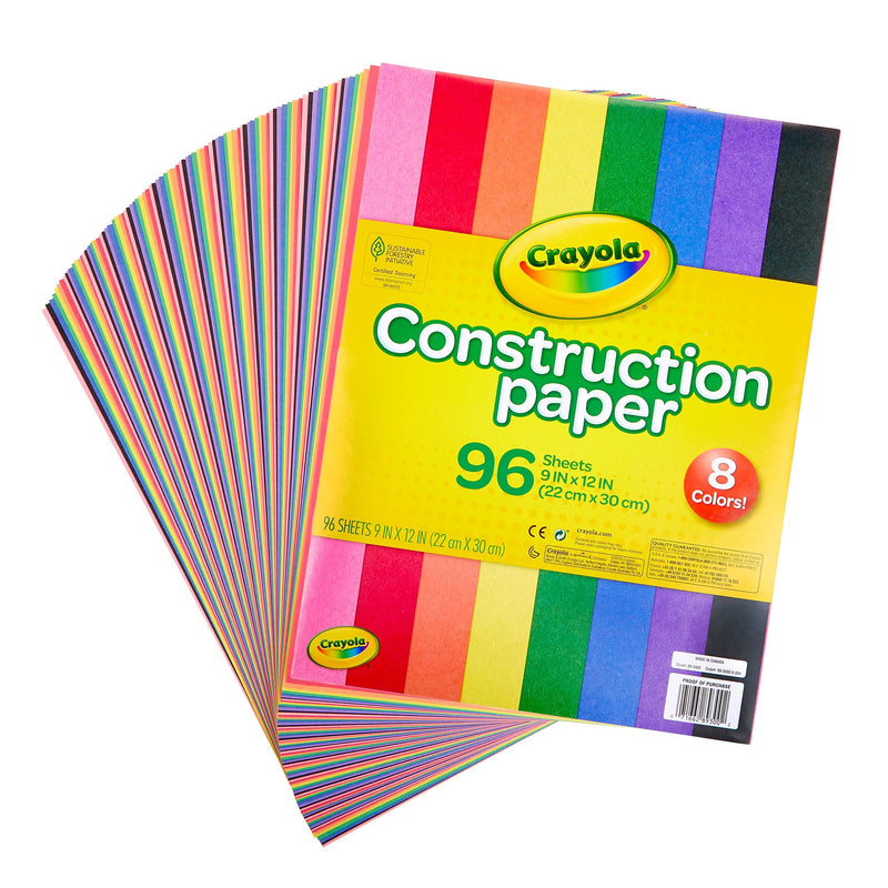 Crayola 12" x 9" Construction Paper, Assorted Colors, 96 Sheets/Pack (993000)