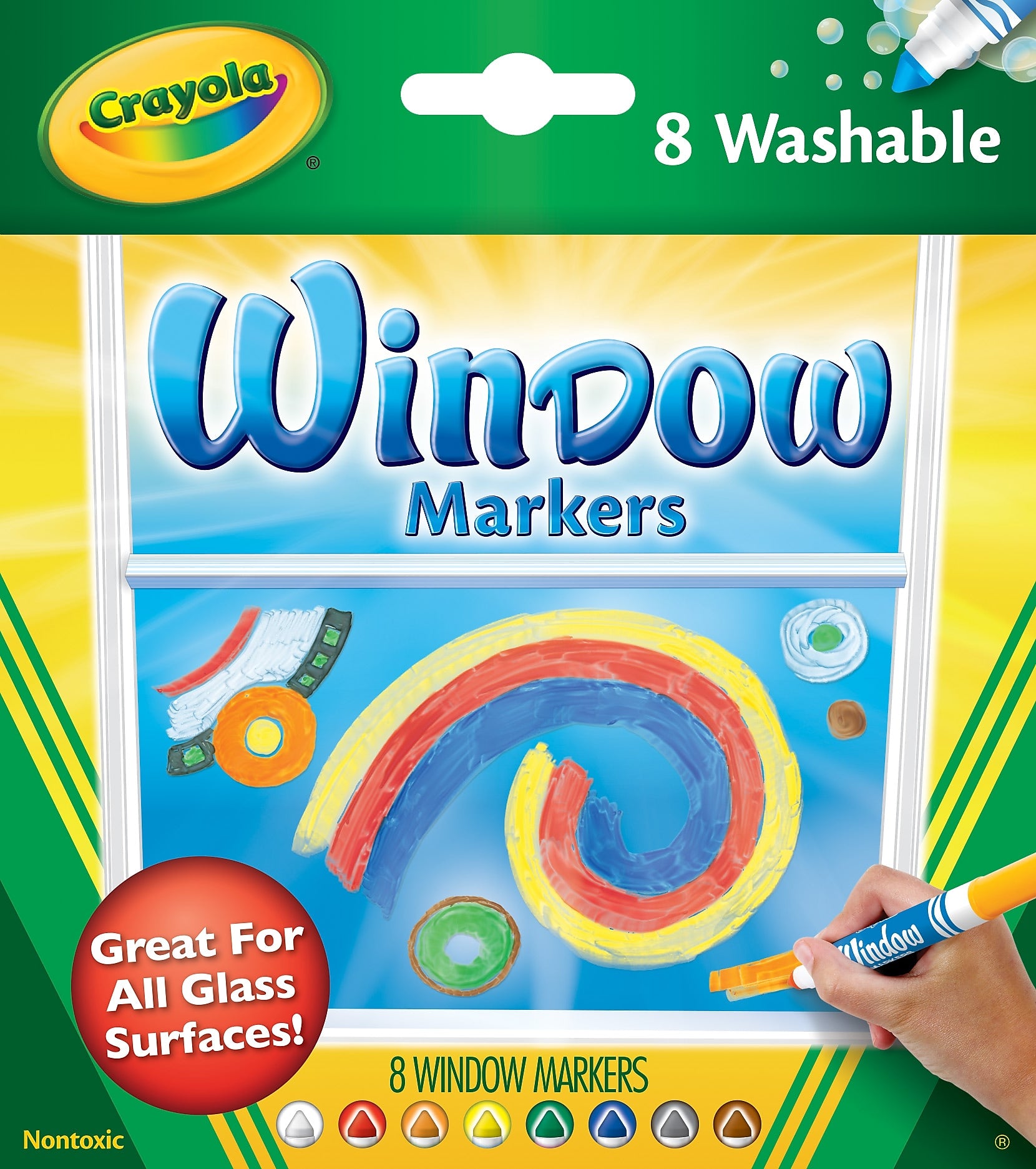 Crayola Washable Window Markers, Conical Tip, 8/Pack (58-8165)