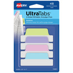 Avery UltraTabs Repositionable Margin Tabs, 2.5" x 1", Assorted Pastel Colors, 6 Tabs/Pad, 8 Pads (74867)