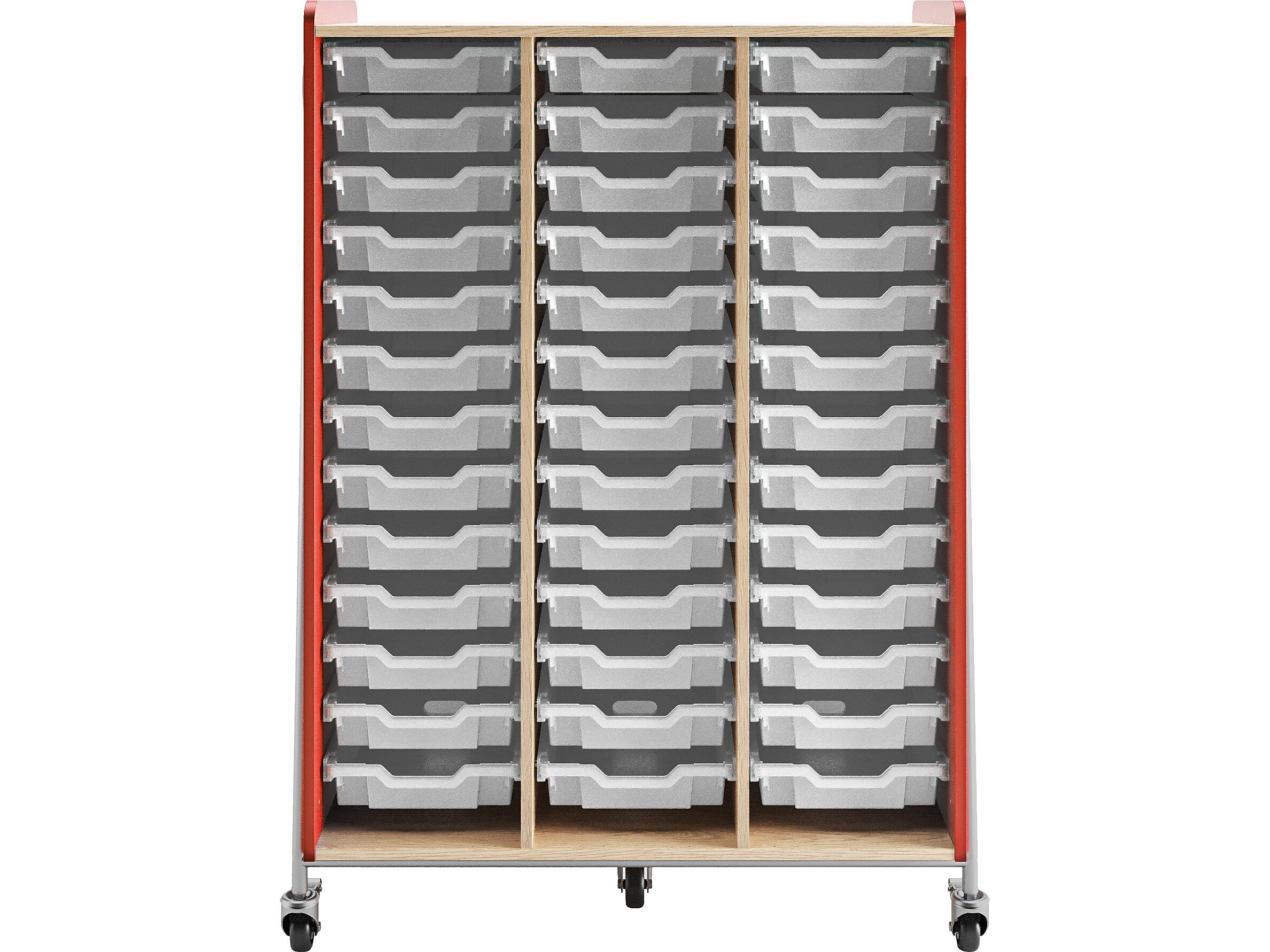 Safco Whiffle Typical 12 60" x 43" Particle Board Triple-Column Mobile Storage, Red (3932RED)