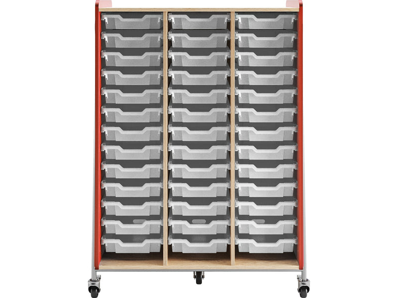 Safco Whiffle Typical 12 60" x 43" Particle Board Triple-Column Mobile Storage, Red (3932RED)