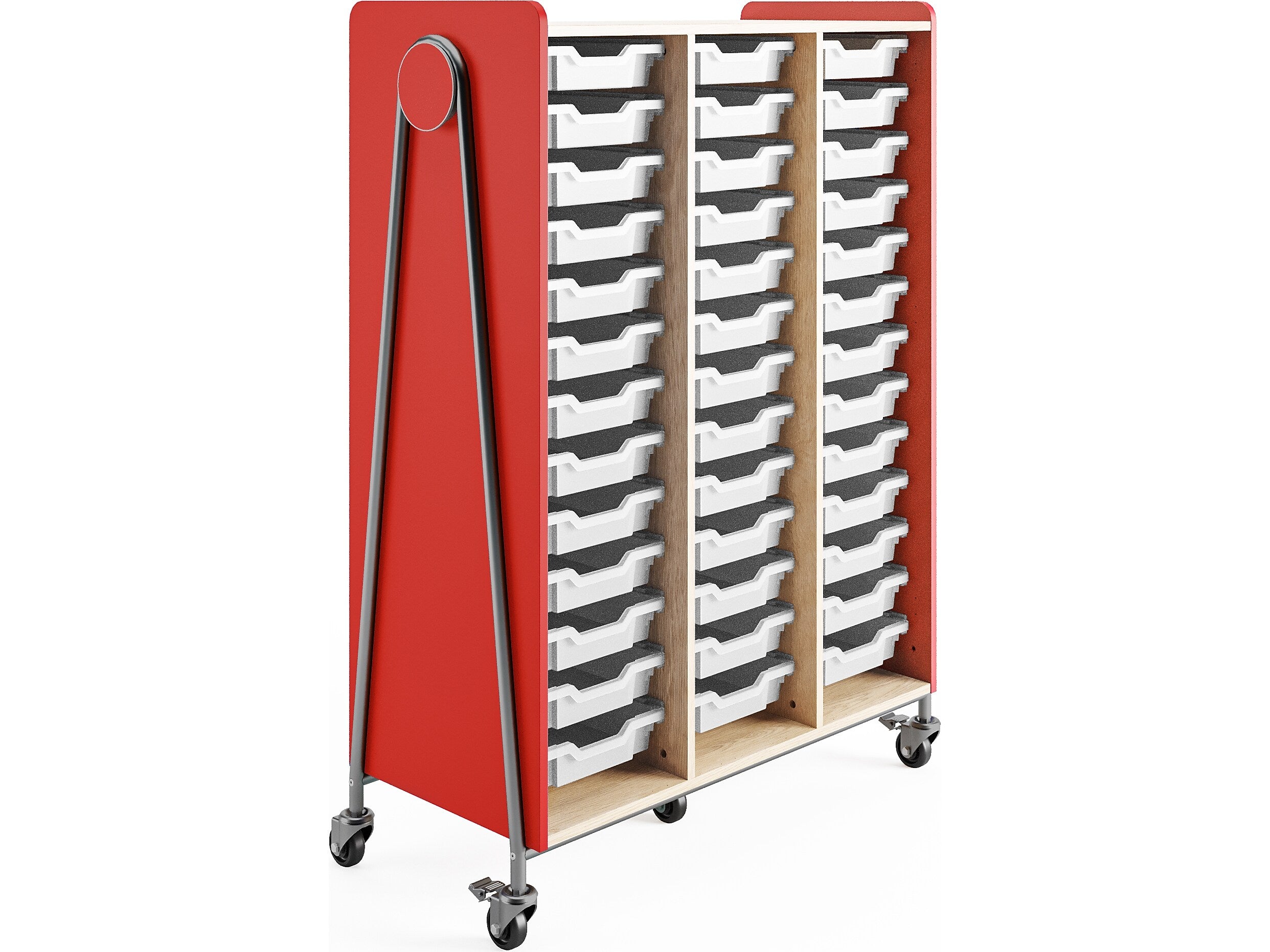 Safco Whiffle Typical 12 60" x 43" Particle Board Triple-Column Mobile Storage, Red (3932RED)