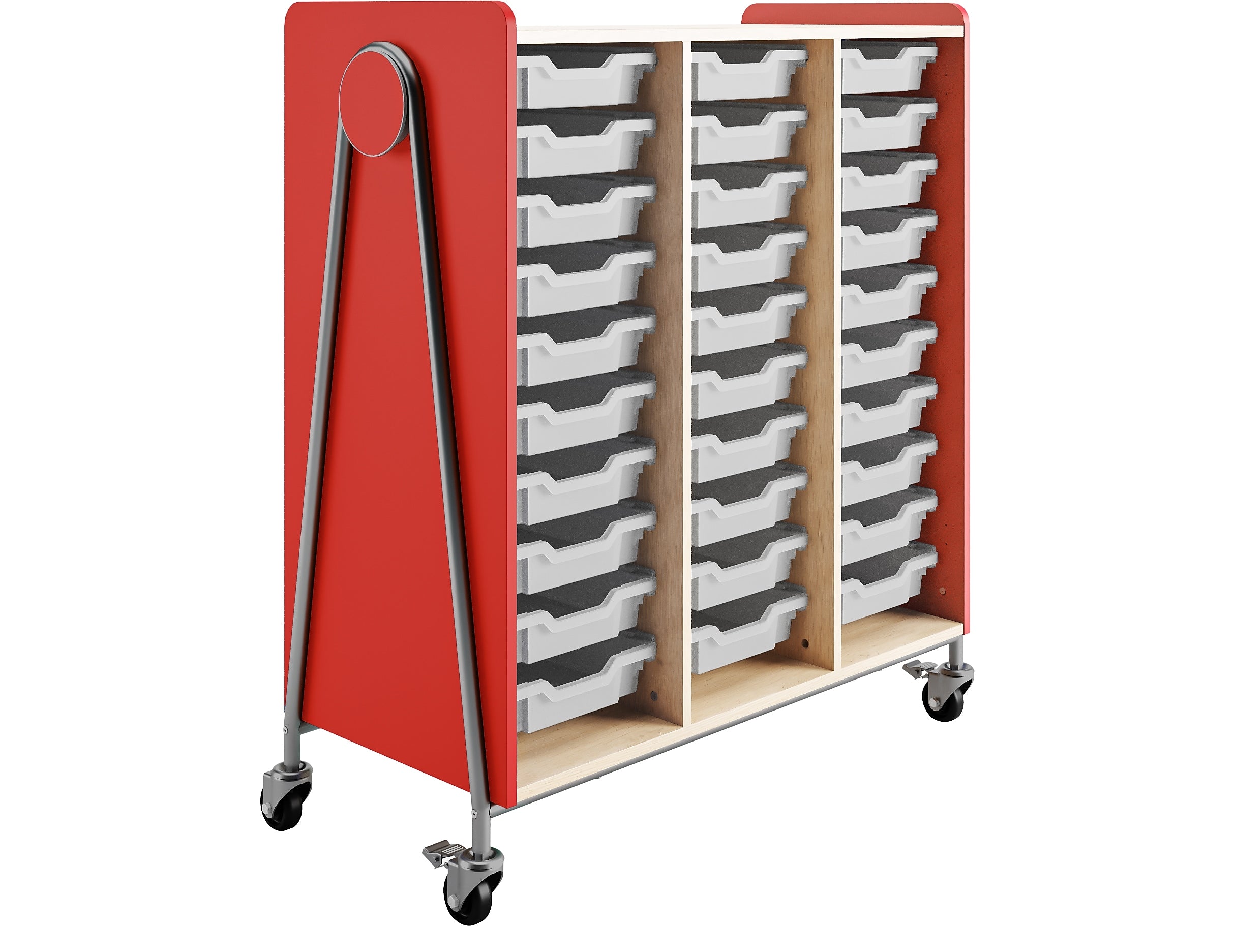 Safco Whiffle Typical 10 48" x 43" Particle Board Triple-Column Mobile Storage, Red (3930RED)