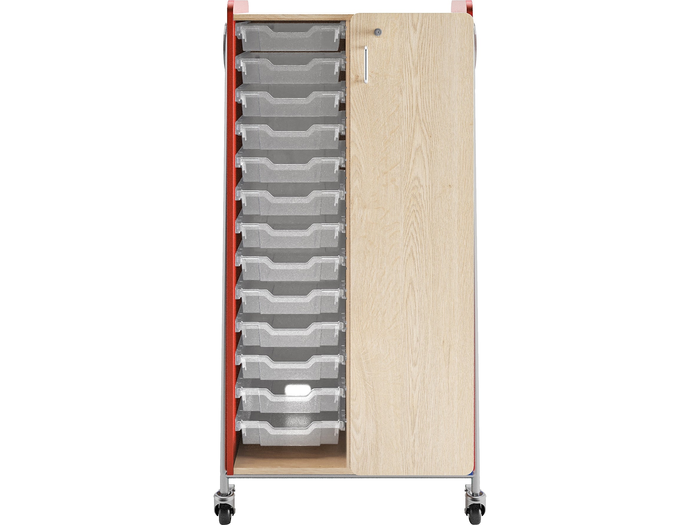 Safco Whiffle Typical 8 60" x 30" Particle Board Double-Column Mobile Storage, Red (3928RED)