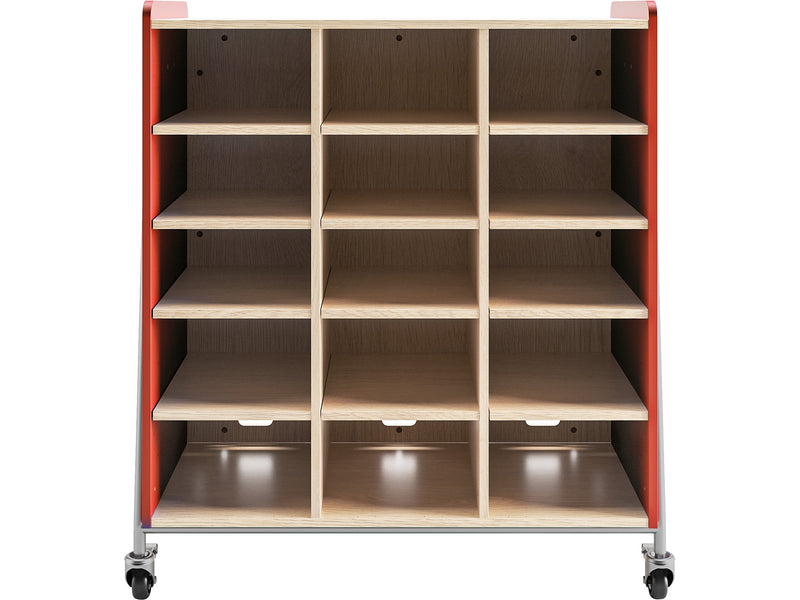 Safco Whiffle Typical 11 48" x 43" Particle Board Triple-Column Mobile Storage, Red (3931RED)