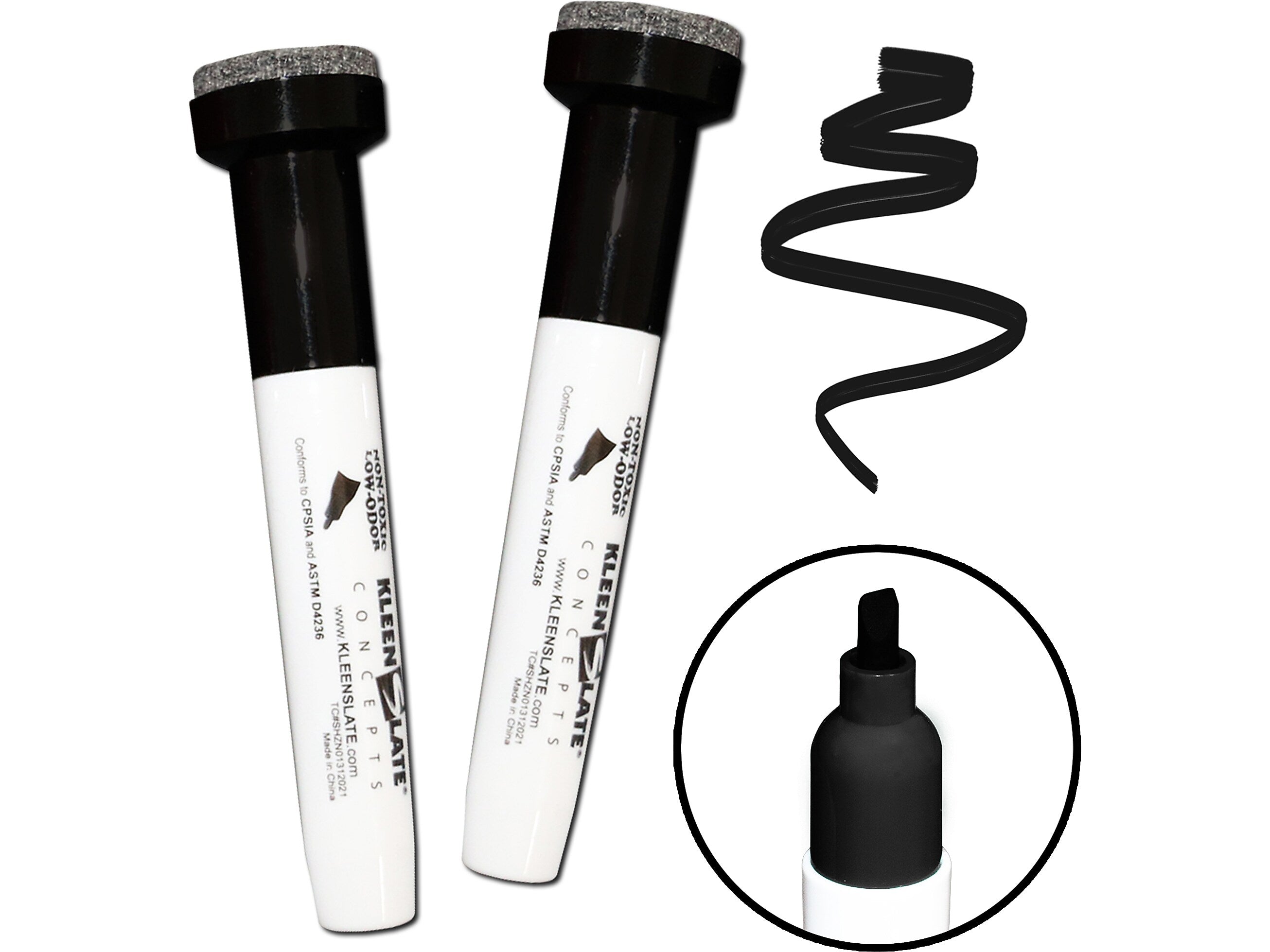 KleenSlate Concepts Tank Dry Erase Marker, Chisel Tip, Black, 2/Pack, 4 Packs/Bundle (KLS-8423)
