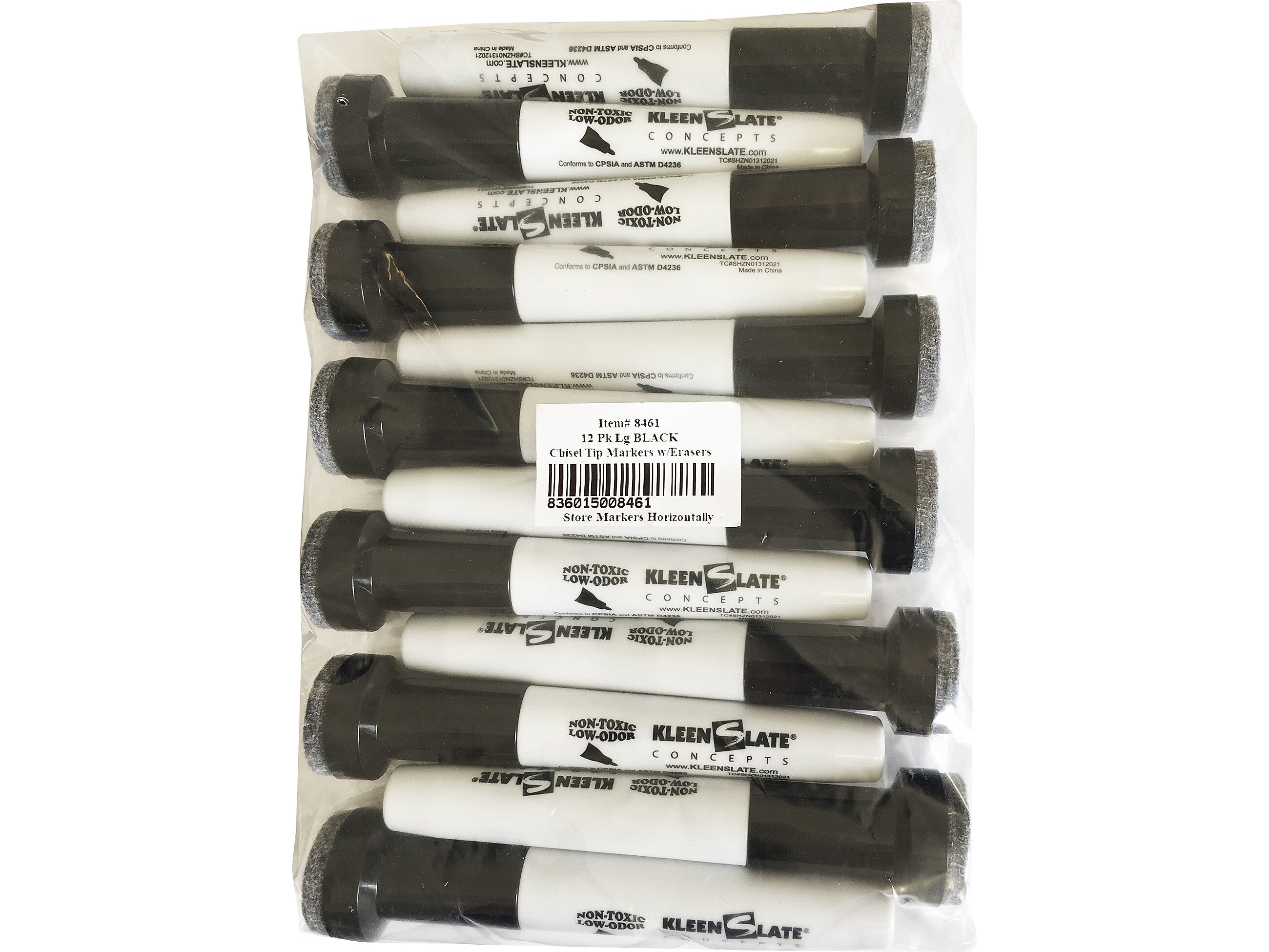 KleenSlate Concepts Tank Dry Erase Marker, Chisel Tip, Black, 12/Pack (KLS-8461)