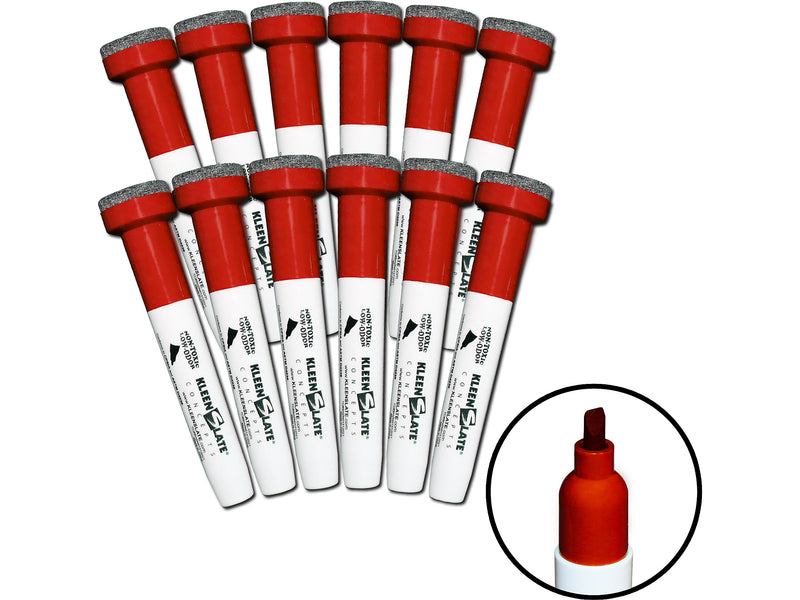KleenSlate Concepts Tank Dry Erase Marker, Chisel Tip, Red, 12/Pack (KLS-8478)