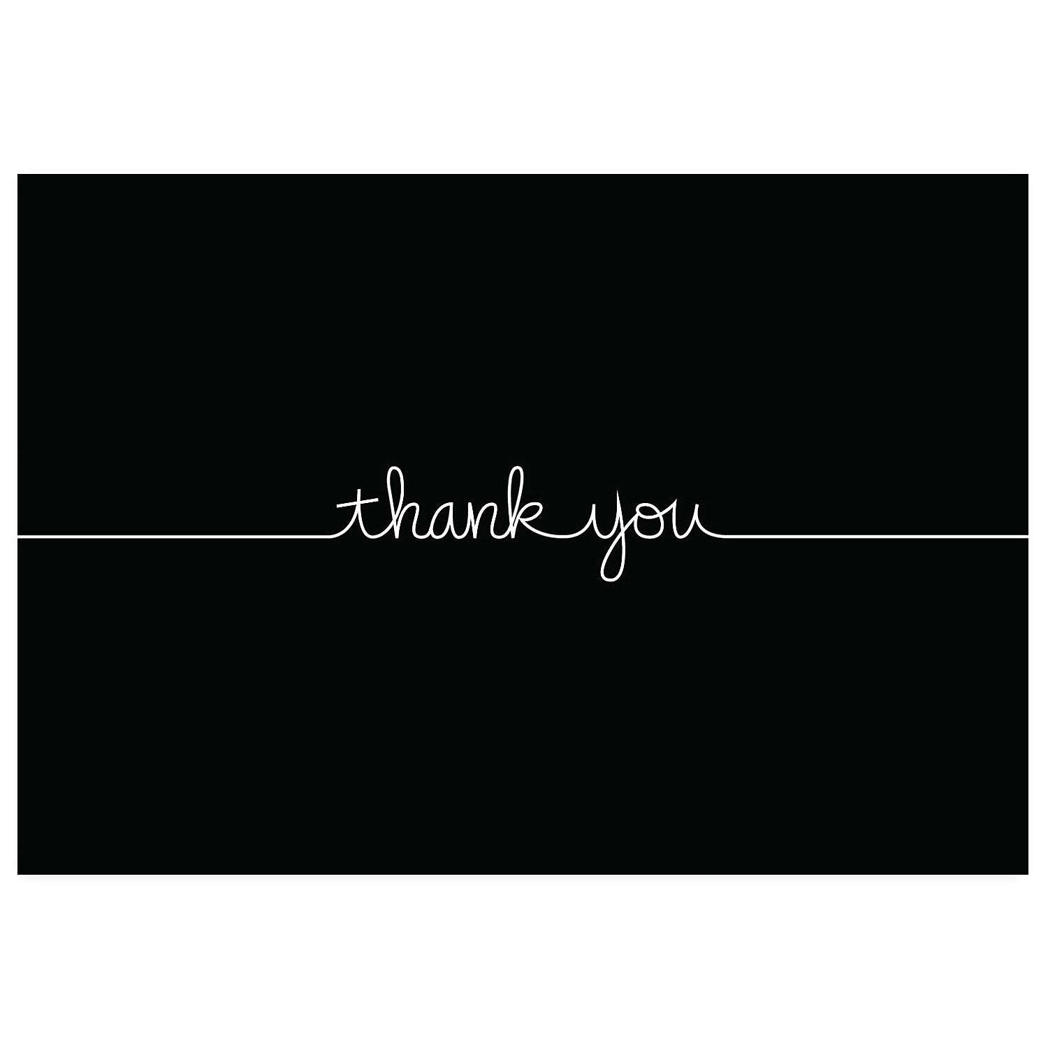 Great Papers Grace Matte Personal Thank You Notecards, Black, 50/Pack (2015072)