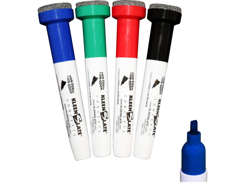 KleenSlate Concepts Large Dry-Erase Markers, Chisel Tip, Assorted Inks, 4/Pack (KLS-8430)