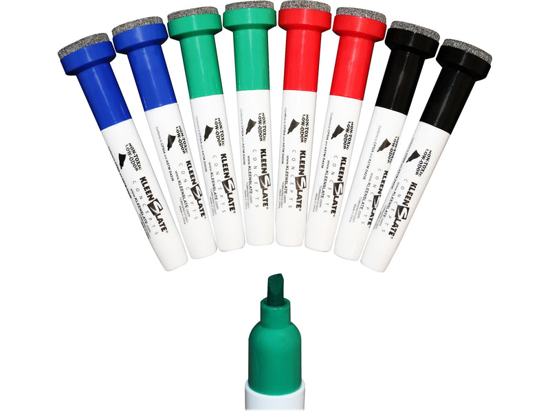 KleenSlate Concepts Large Dry-Erase Markers, Chisel Tip, Assorted Inks, 8/Pack (KLS-8447)